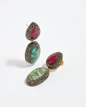 Ruby & Turquoise Earrings