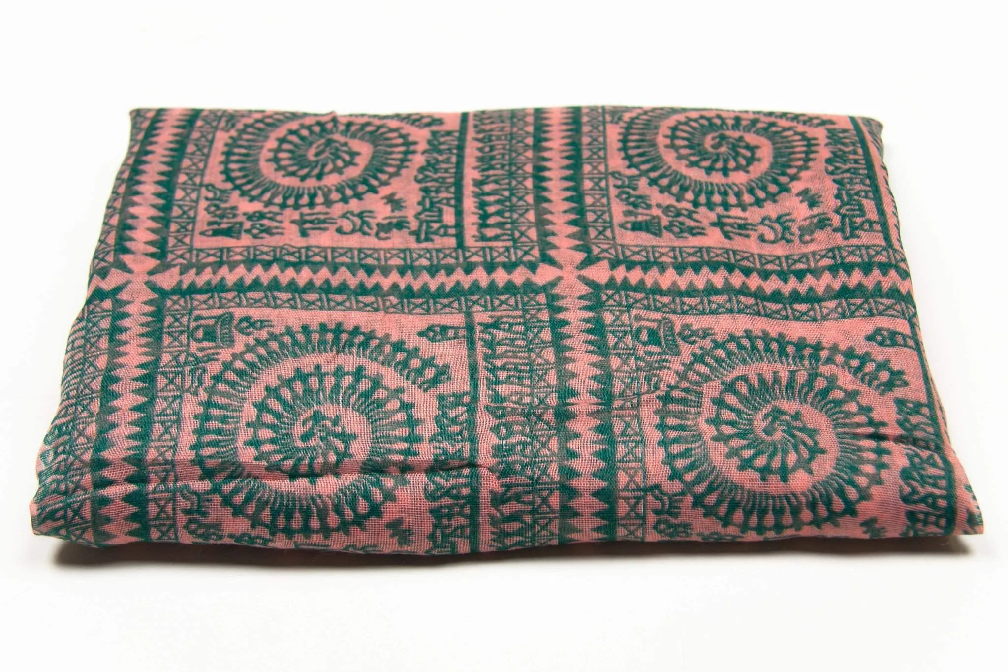 Scarf / Salmon Pink & Forest Green / Unisex