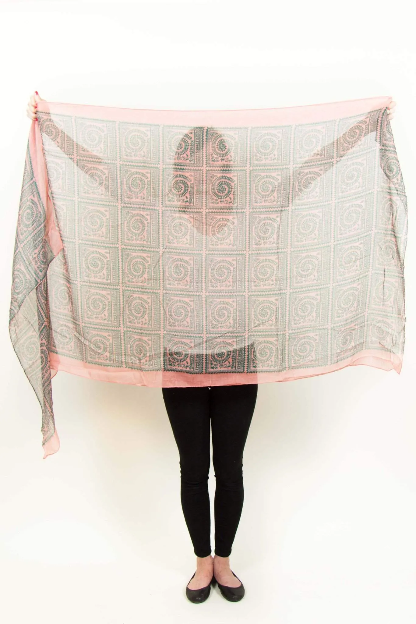 Scarf / Salmon Pink & Forest Green / Unisex