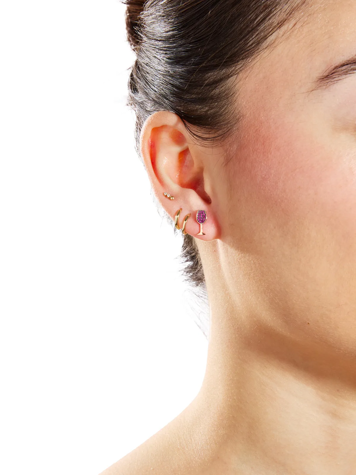 Small Wine Glass Stud Rose Gold Single Earring