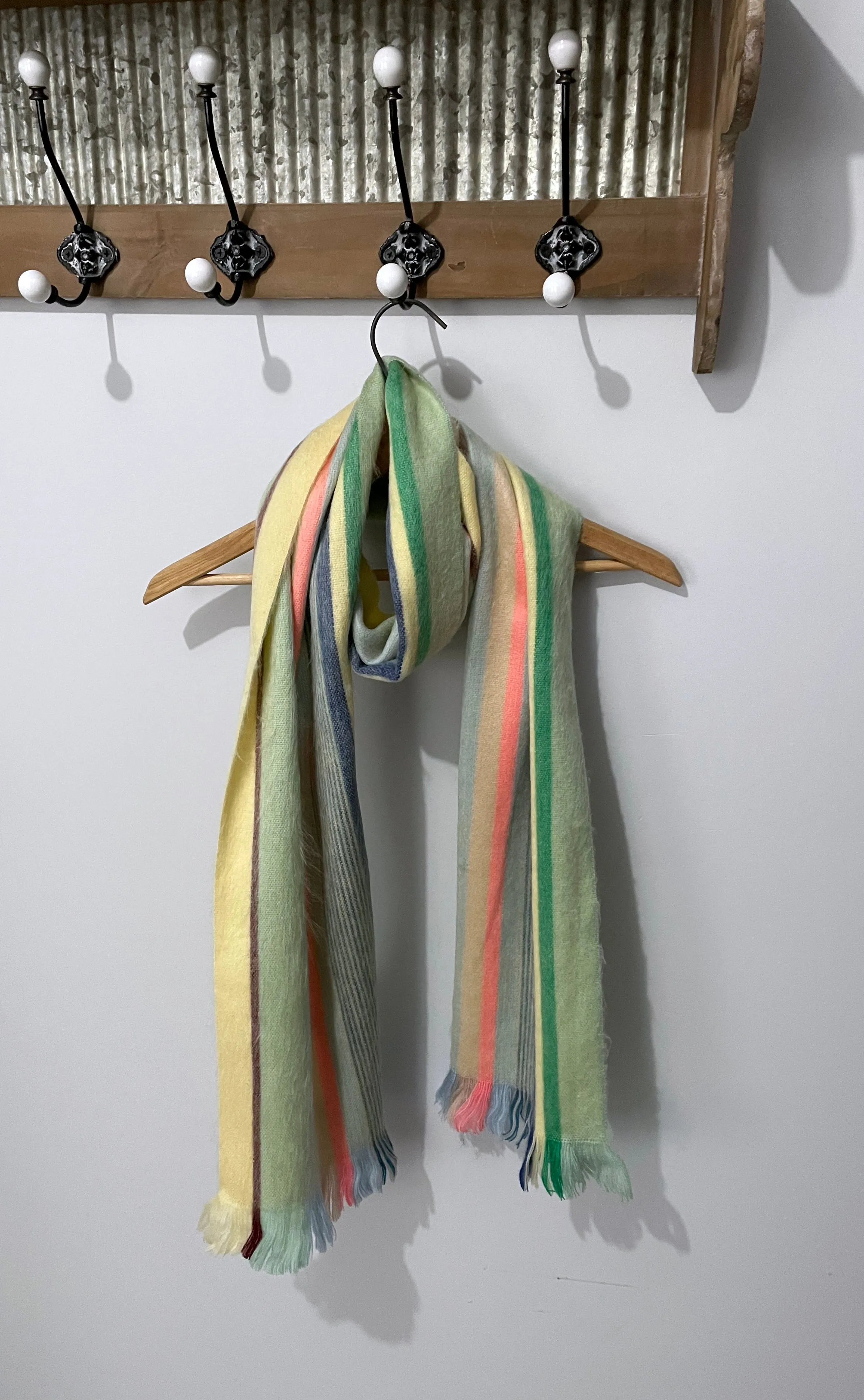 Soft Luxurious Pastel Striped Alpaca Wool Scarf