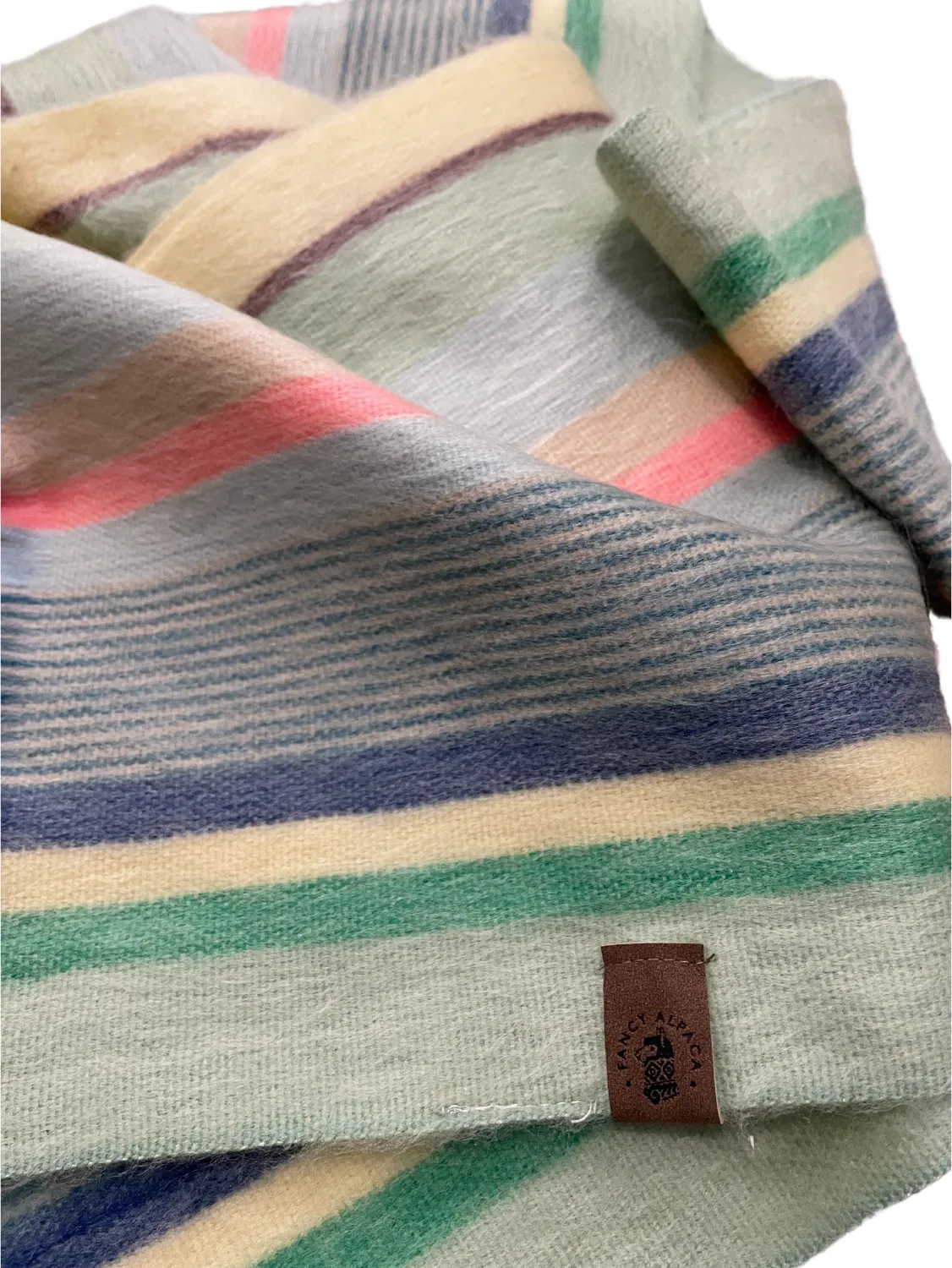 Soft Luxurious Pastel Striped Alpaca Wool Scarf