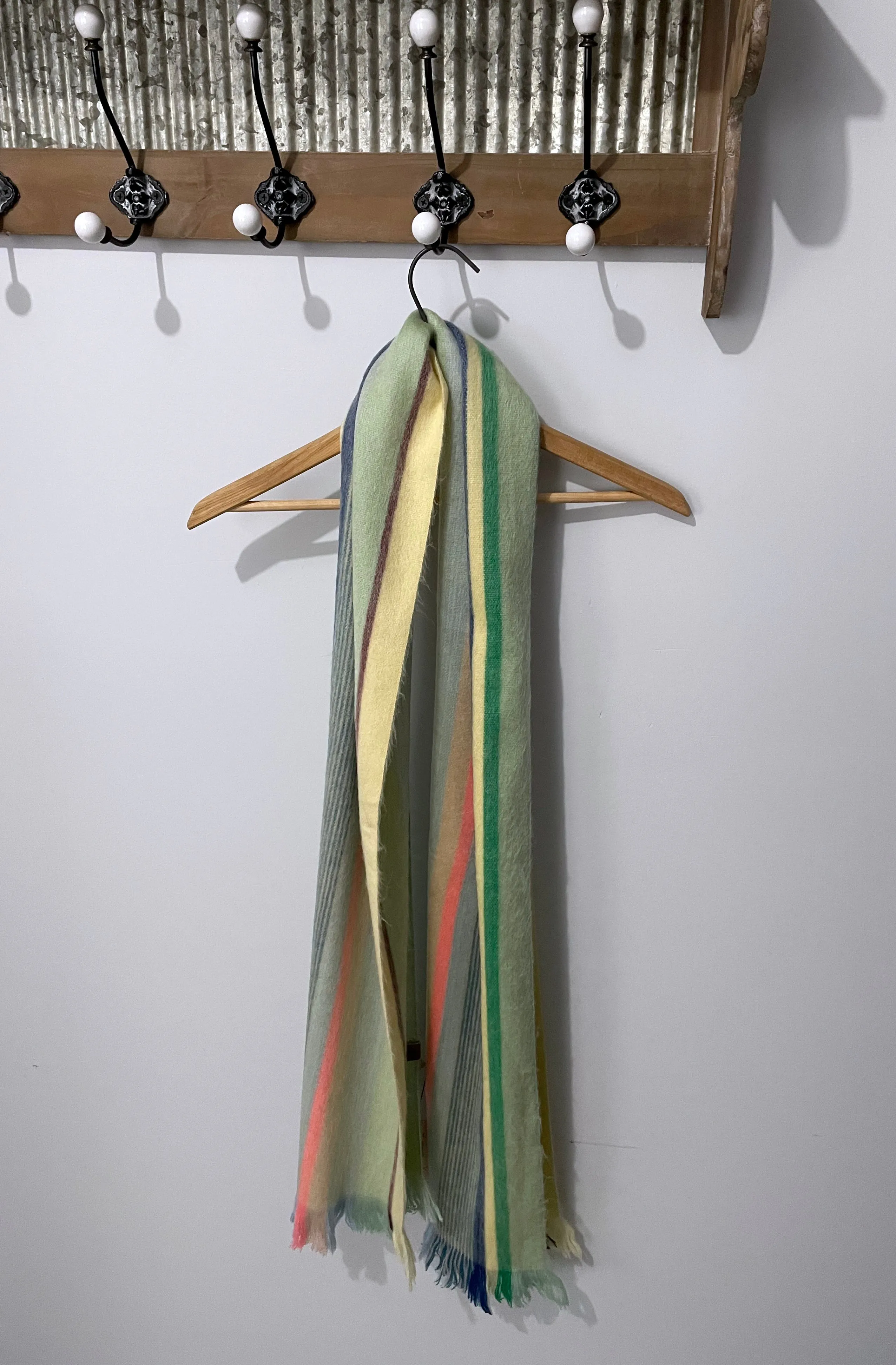 Soft Luxurious Pastel Striped Alpaca Wool Scarf