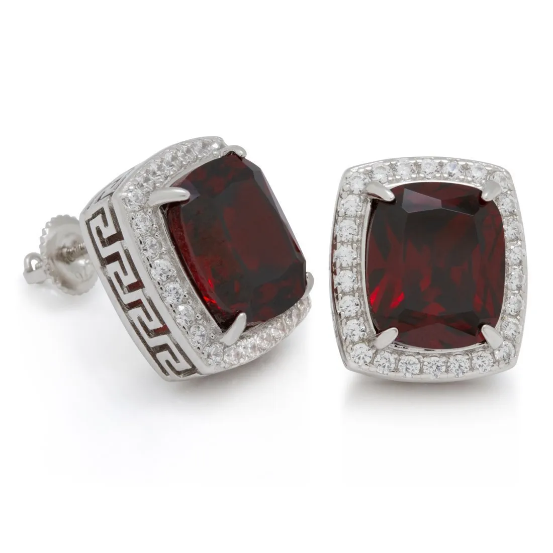 Sterling Silver Ruby Crown Julz Earrings