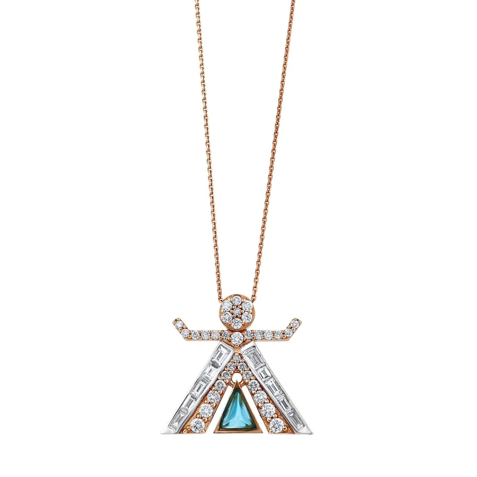 TANIT GOLD BLUE TOPAZ BAGUETTE DIAMOND NECKLACE