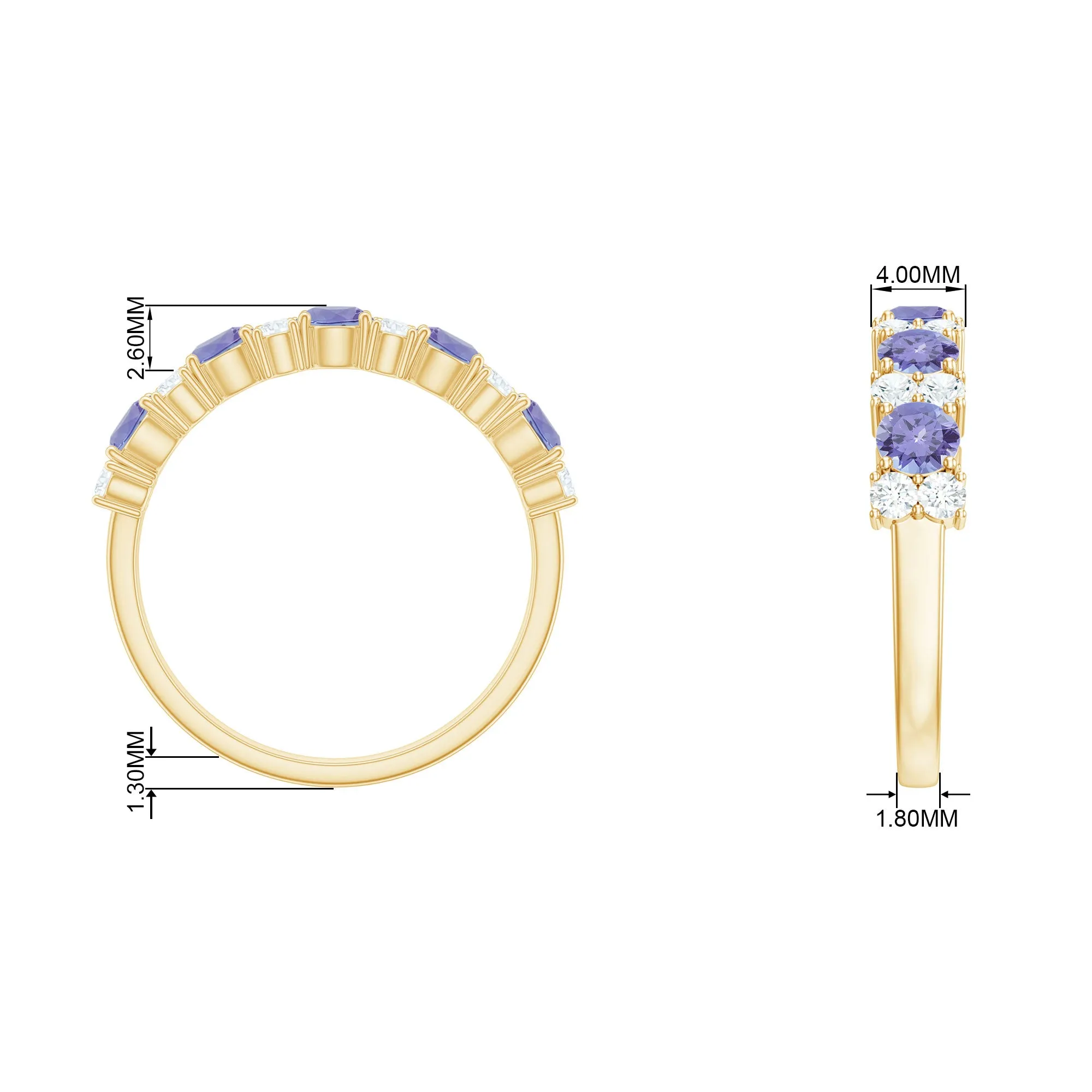 Tanzanite Wedding Anniversary Half Eternity Ring