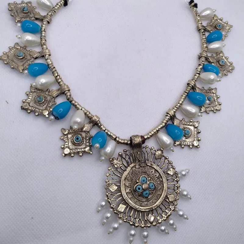 Vintage Hasli Ethnic Choker Necklace With Pearls