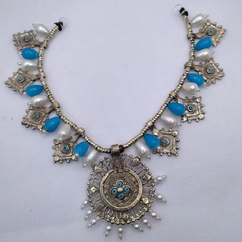 Vintage Hasli Ethnic Choker Necklace With Pearls